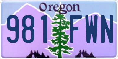 OR license plate 981FWN