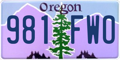 OR license plate 981FWO