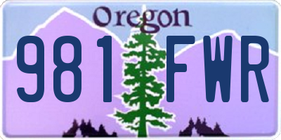 OR license plate 981FWR
