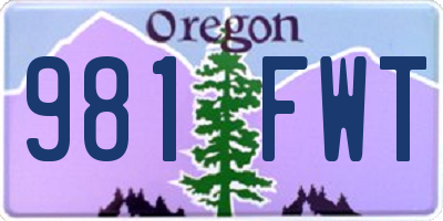 OR license plate 981FWT