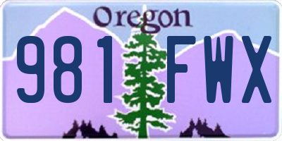 OR license plate 981FWX