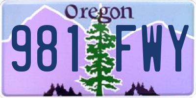 OR license plate 981FWY