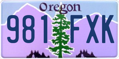 OR license plate 981FXK