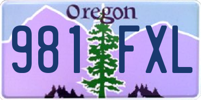 OR license plate 981FXL