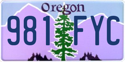 OR license plate 981FYC