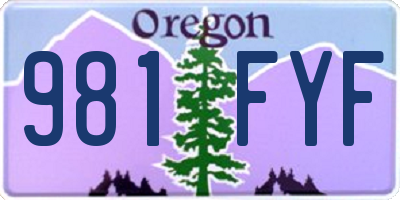 OR license plate 981FYF