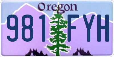 OR license plate 981FYH