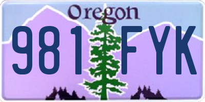 OR license plate 981FYK