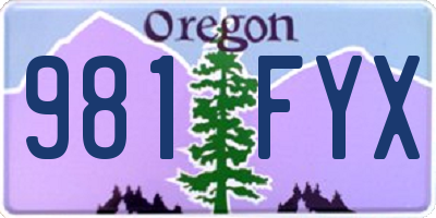 OR license plate 981FYX