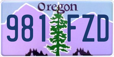 OR license plate 981FZD