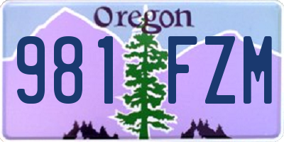 OR license plate 981FZM