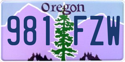 OR license plate 981FZW