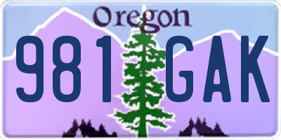 OR license plate 981GAK