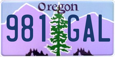 OR license plate 981GAL