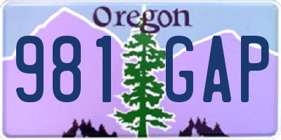 OR license plate 981GAP