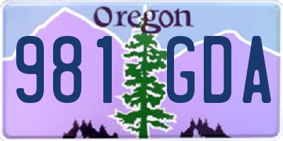 OR license plate 981GDA