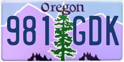 OR license plate 981GDK