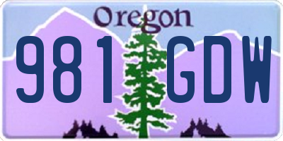 OR license plate 981GDW
