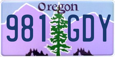 OR license plate 981GDY