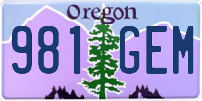 OR license plate 981GEM