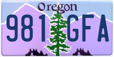 OR license plate 981GFA
