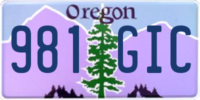 OR license plate 981GIC