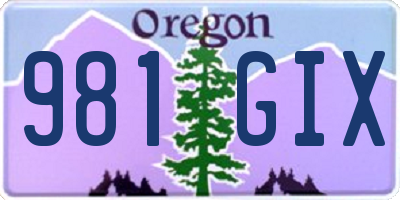 OR license plate 981GIX