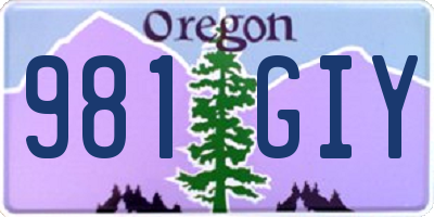 OR license plate 981GIY