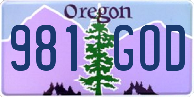 OR license plate 981GOD