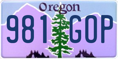 OR license plate 981GOP