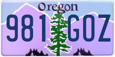 OR license plate 981GOZ