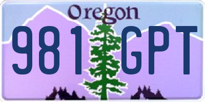 OR license plate 981GPT