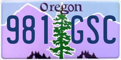 OR license plate 981GSC