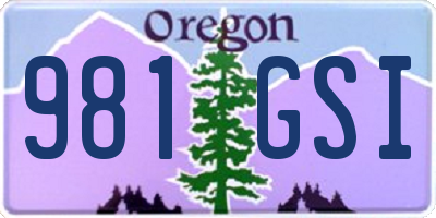 OR license plate 981GSI