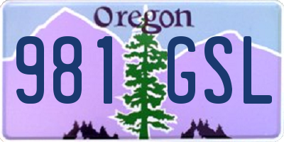 OR license plate 981GSL