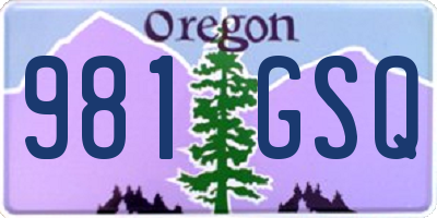 OR license plate 981GSQ