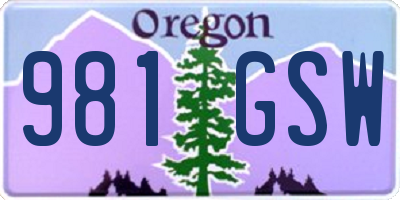 OR license plate 981GSW