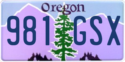 OR license plate 981GSX