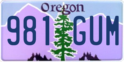 OR license plate 981GUM