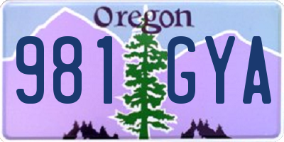 OR license plate 981GYA