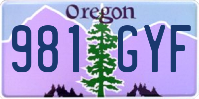 OR license plate 981GYF