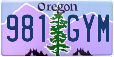 OR license plate 981GYM