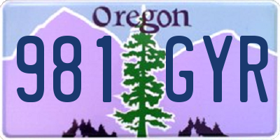 OR license plate 981GYR