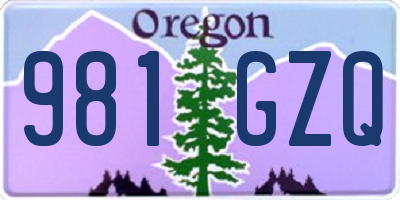 OR license plate 981GZQ