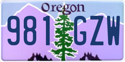 OR license plate 981GZW