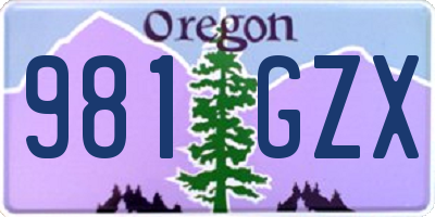 OR license plate 981GZX