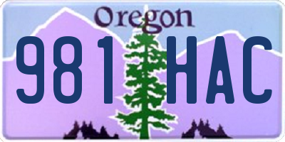 OR license plate 981HAC