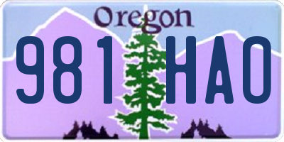 OR license plate 981HAO
