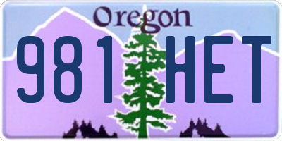 OR license plate 981HET