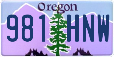 OR license plate 981HNW